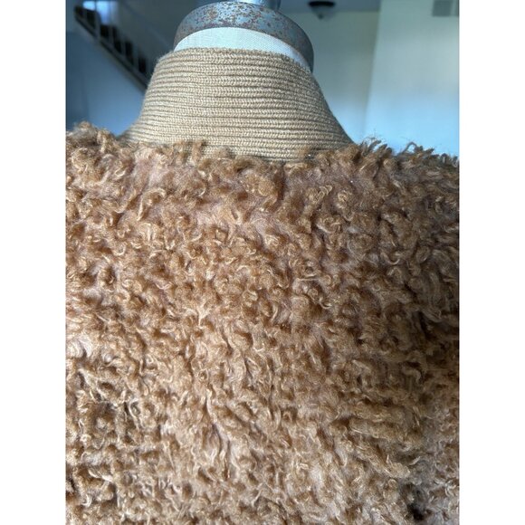 FREE PEOPLE Long Faux Mongolian Fur Cardigan Sweater Coat Coatigan Size S Shag - Picture 5 of 16